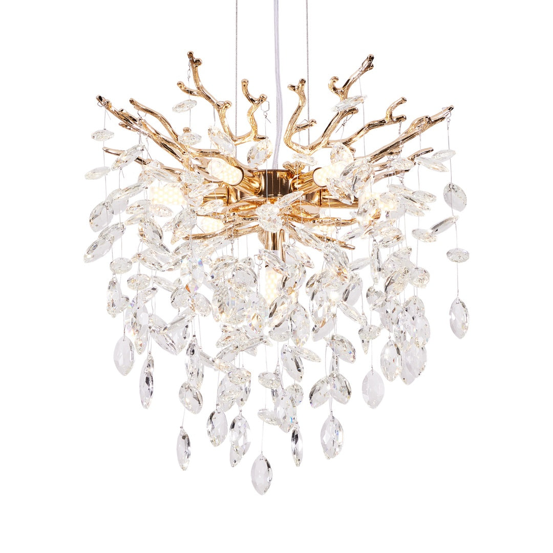 7-Light Gold Tree Branch Crystal Chandelier, 18 In. Wide