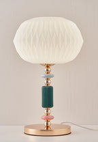 Danish Pastel Ceramic Table Lamp, Ribbed Fabric Shade