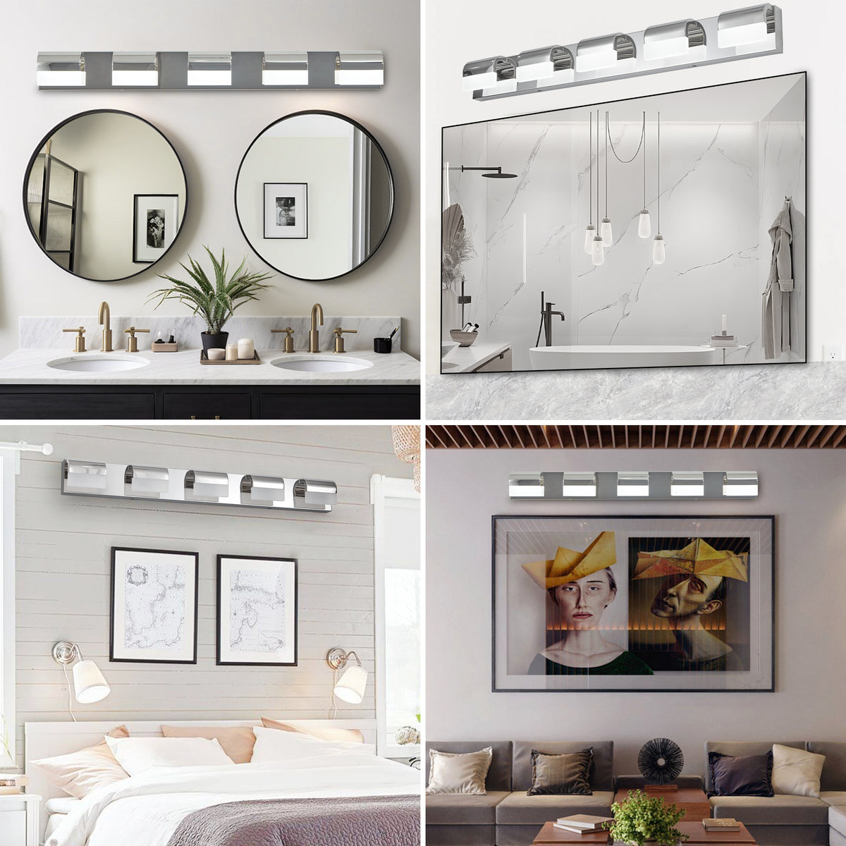 Modern 5-Light LED Bathroom Vanity Light, Acrylic Shade Wall Sconce for Over Mirror — detail view 3