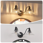 20 Inch 2-Light Vintage Bathroom Wall Sconce - Elegant Black Metal And