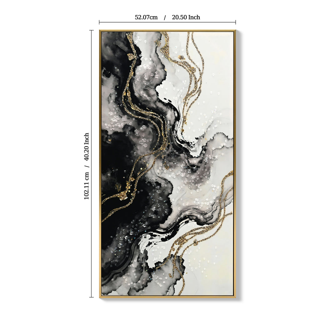 Framed Black and White Abstract Canvas Wall Art, Minimalist Prints, Set of 2
