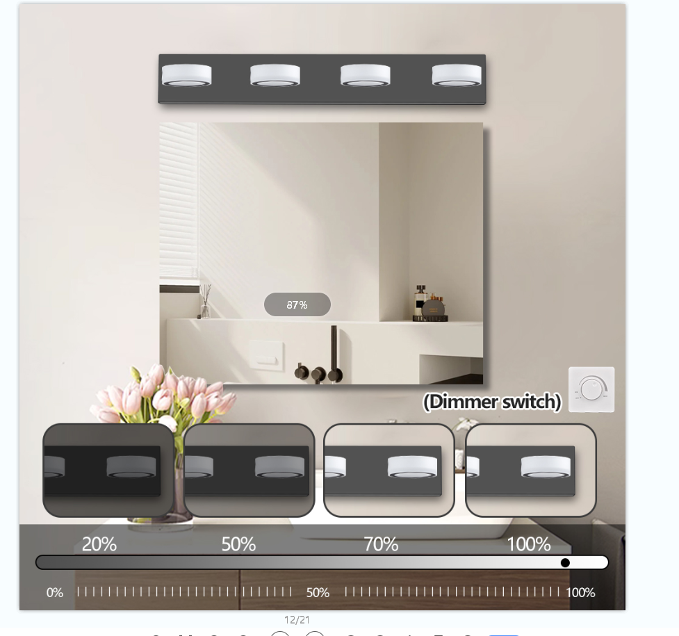 Modern 4-Light LED Vanity Light, Dimmable Acrylic Bar, 29 in., for Bathroom Mirror — detail view 2