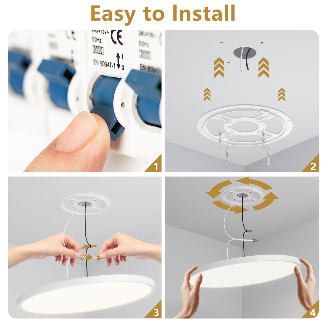 Adjustable Color Temperature LED Flush Mount Ceiling Light, 12 in., 2880 Lumens, Set of 6