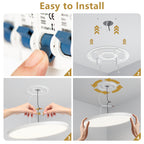 Adjustable Color Temperature LED Flush Mount Ceiling Light, 12 in., 2880 Lumens, Set of 6
