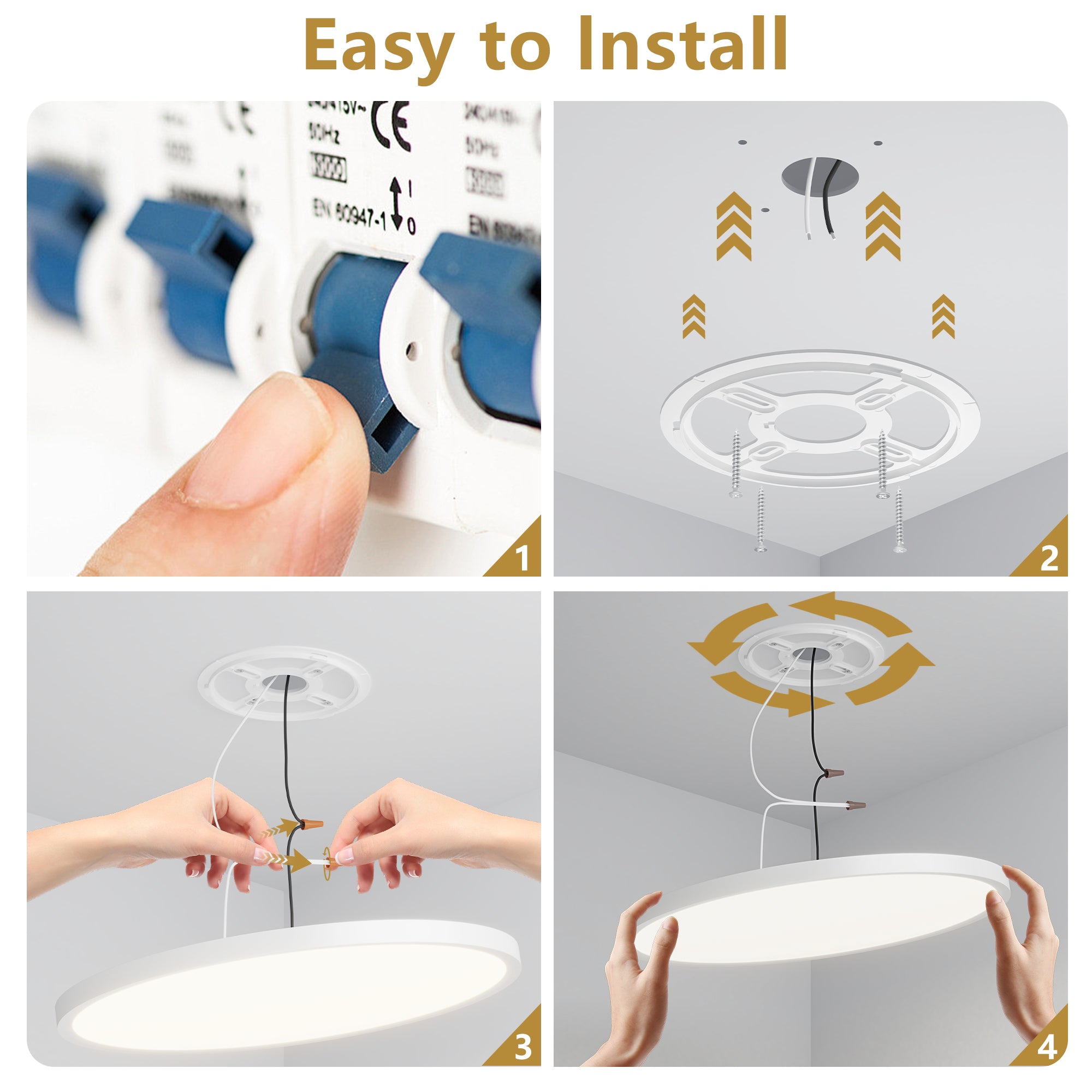 Adjustable Color Temperature LED Flush Mount Ceiling Light, 12 in., 2880 Lumens, Set of 6