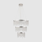 24 In. Round Crystal LED Chandelier, Chrome, Adjustable Color Temp