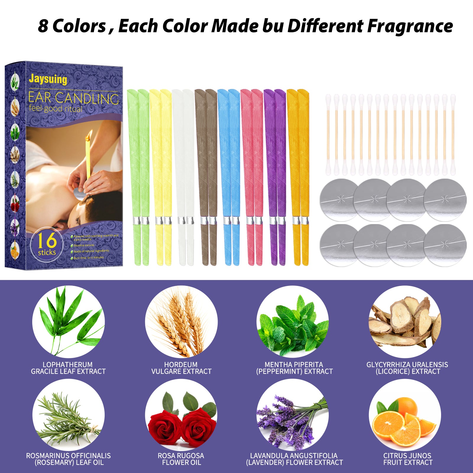 Ear Care Aromatherapy Ear Candle Wax Cleaning Set Relaxing Stress Reli