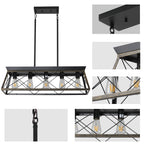 Black & Gold Industrial 5-Light Pendant Chandelier, Mesh Frame, 32 in.