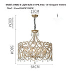 French Aged Crystal Chandelier, Retro Silver Iron Frame