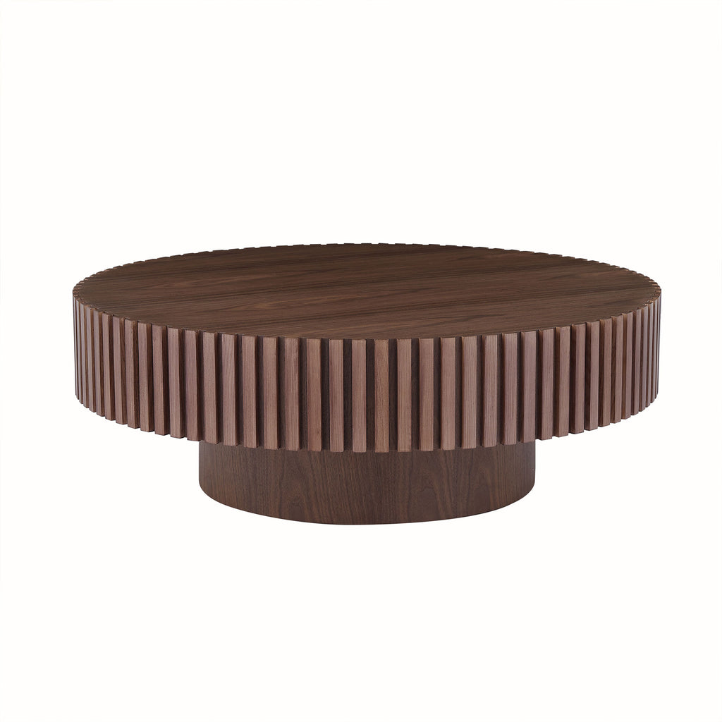 Round Pedestal Coffee Table, Walnut, 31.5 in