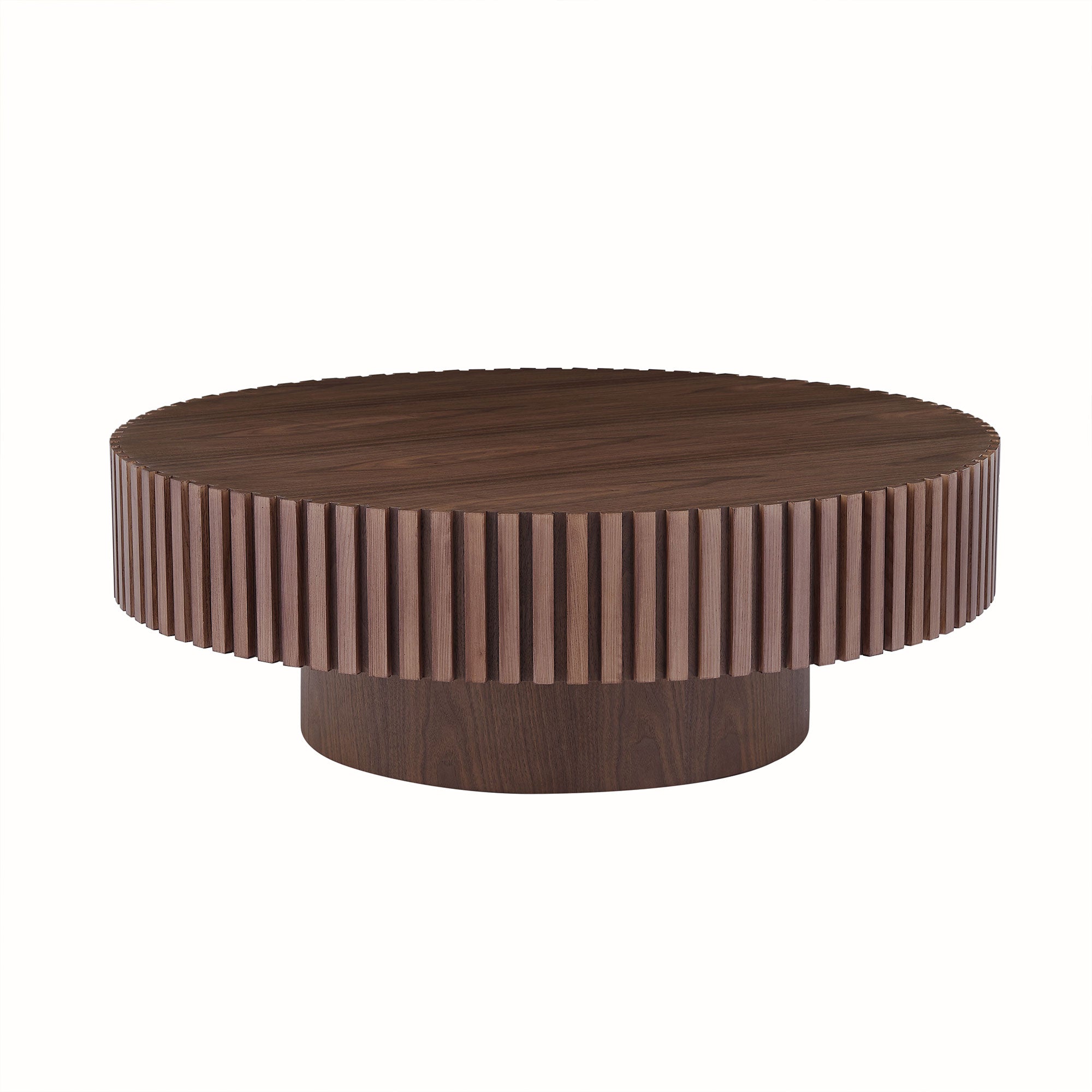 Round Pedestal Coffee Table, Walnut, 31.5 in