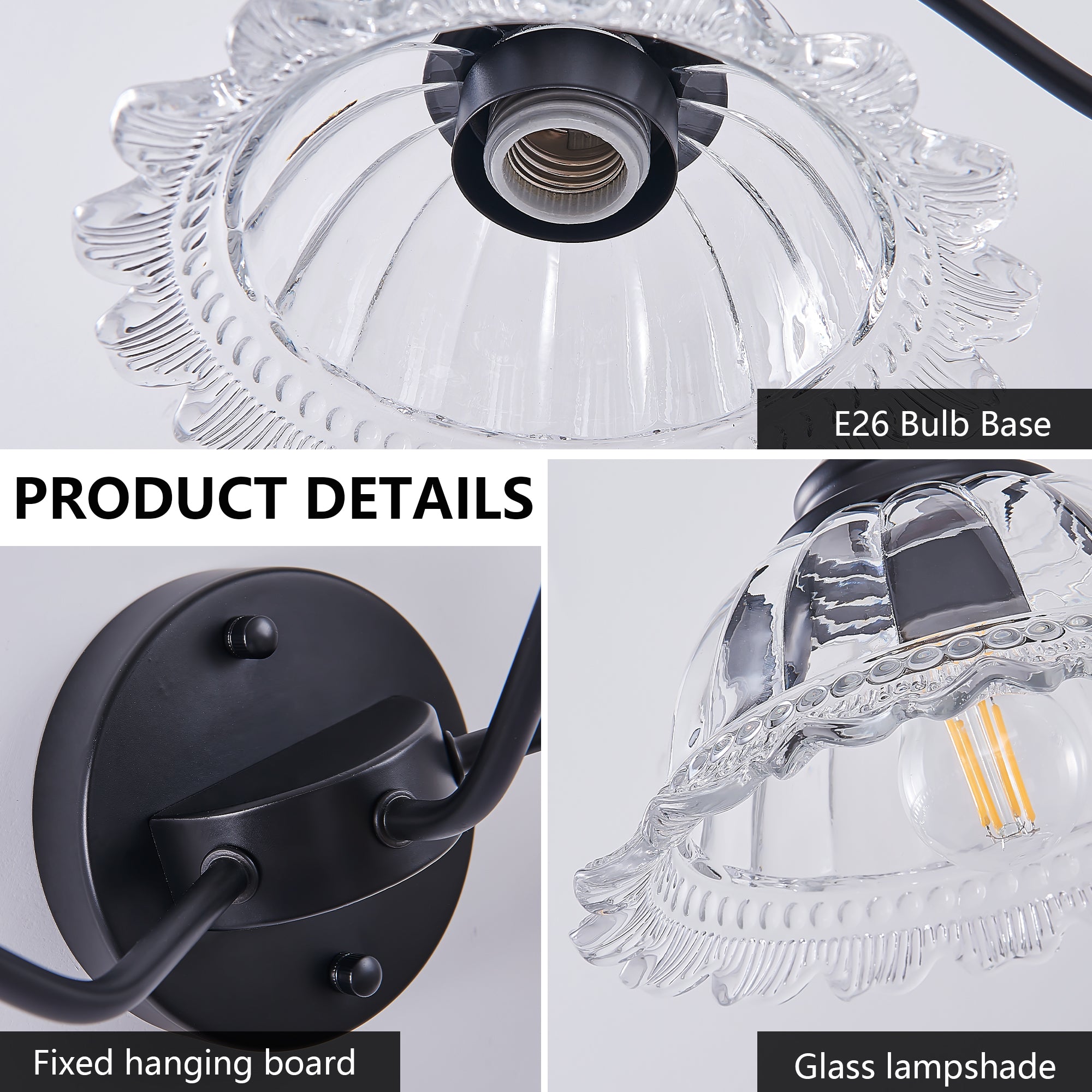 20 Inch 2-Light Vintage Bathroom Wall Sconce -- Elegant Black Metal An