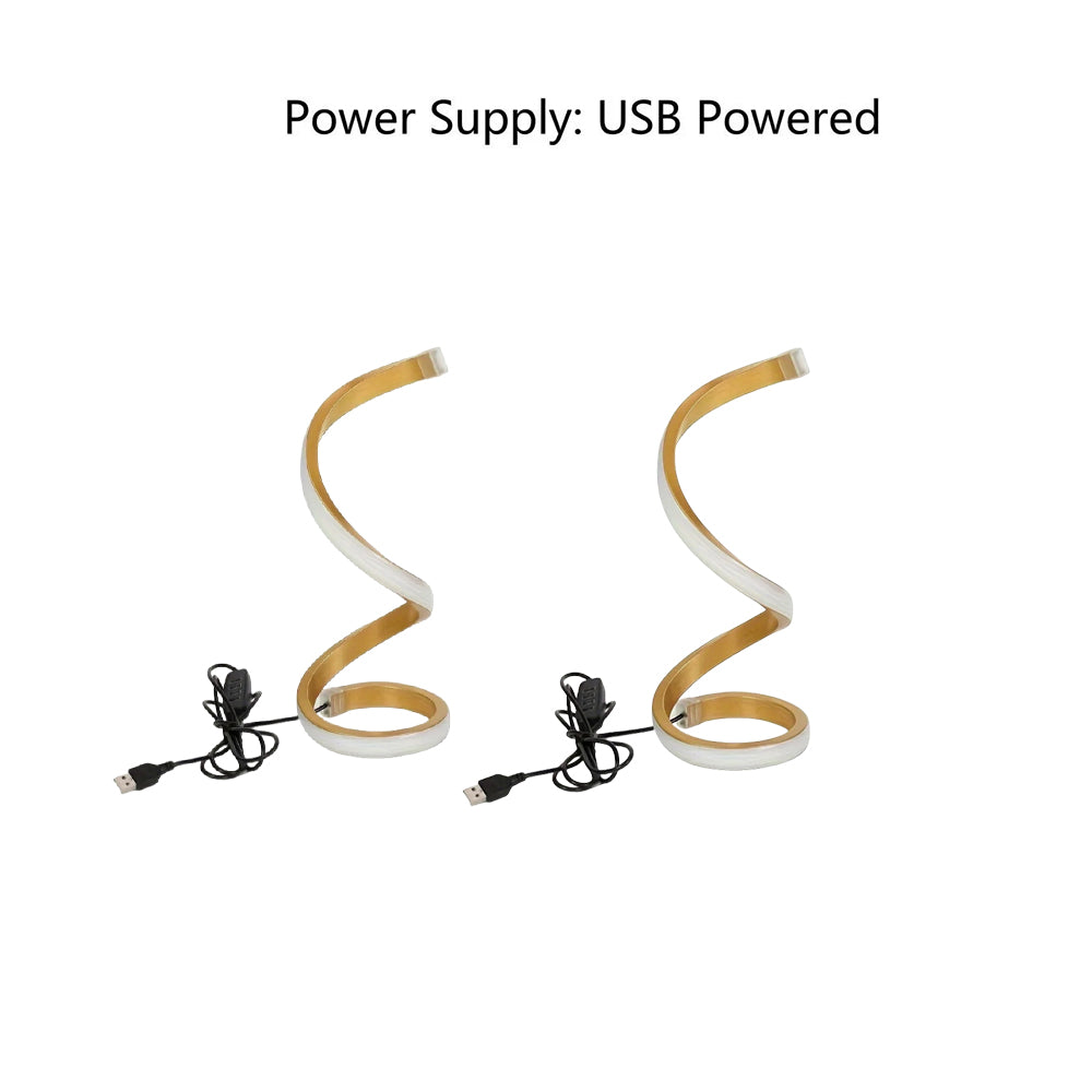 Spiral LED Desk Lamp, Dimmable 3-Color Bedside Light, Set of 2 — Gold