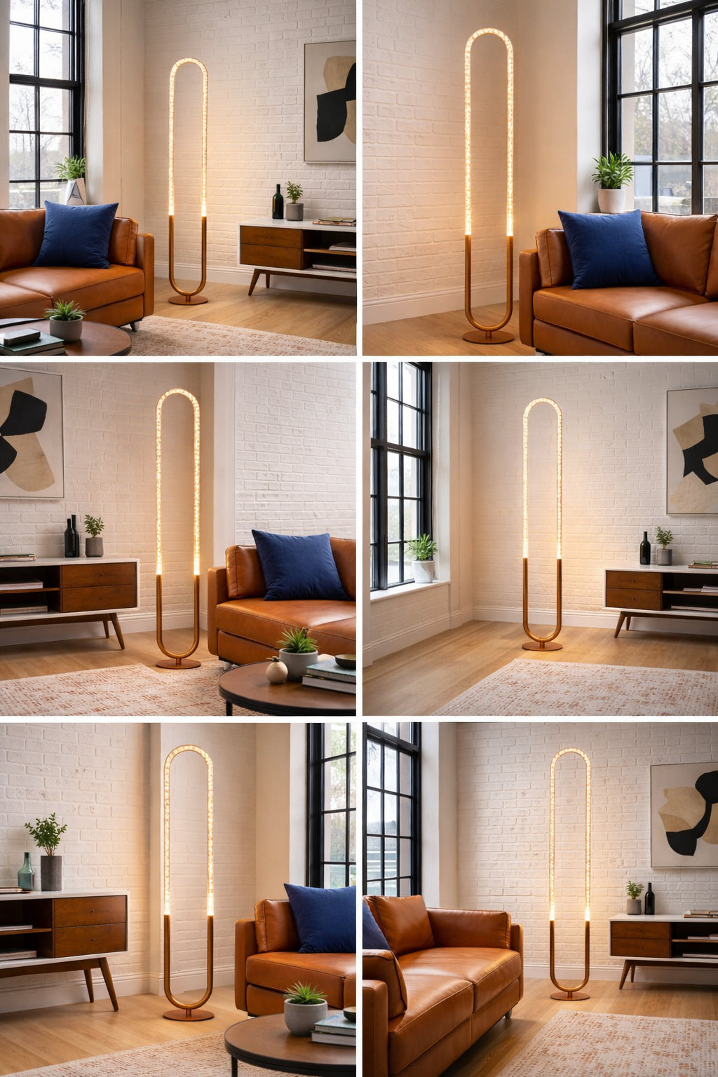Contemporary LED Floor Lamp, Living Room Centerpiece, Bronze & Clear Finish