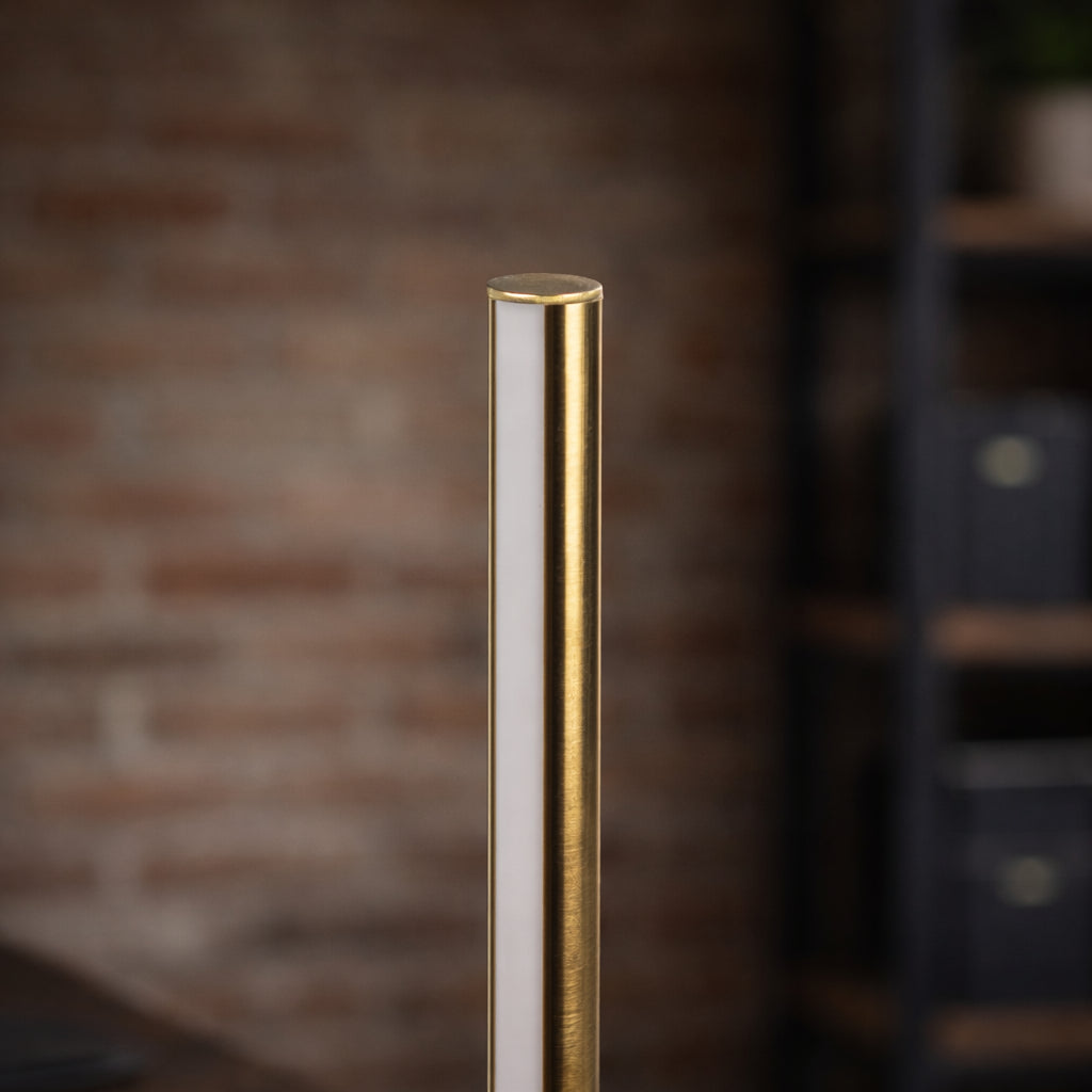 Black Metal LED Table Lamp, Round Base with On/Off Switch, Black and Gold, for Living Room — detail view 3