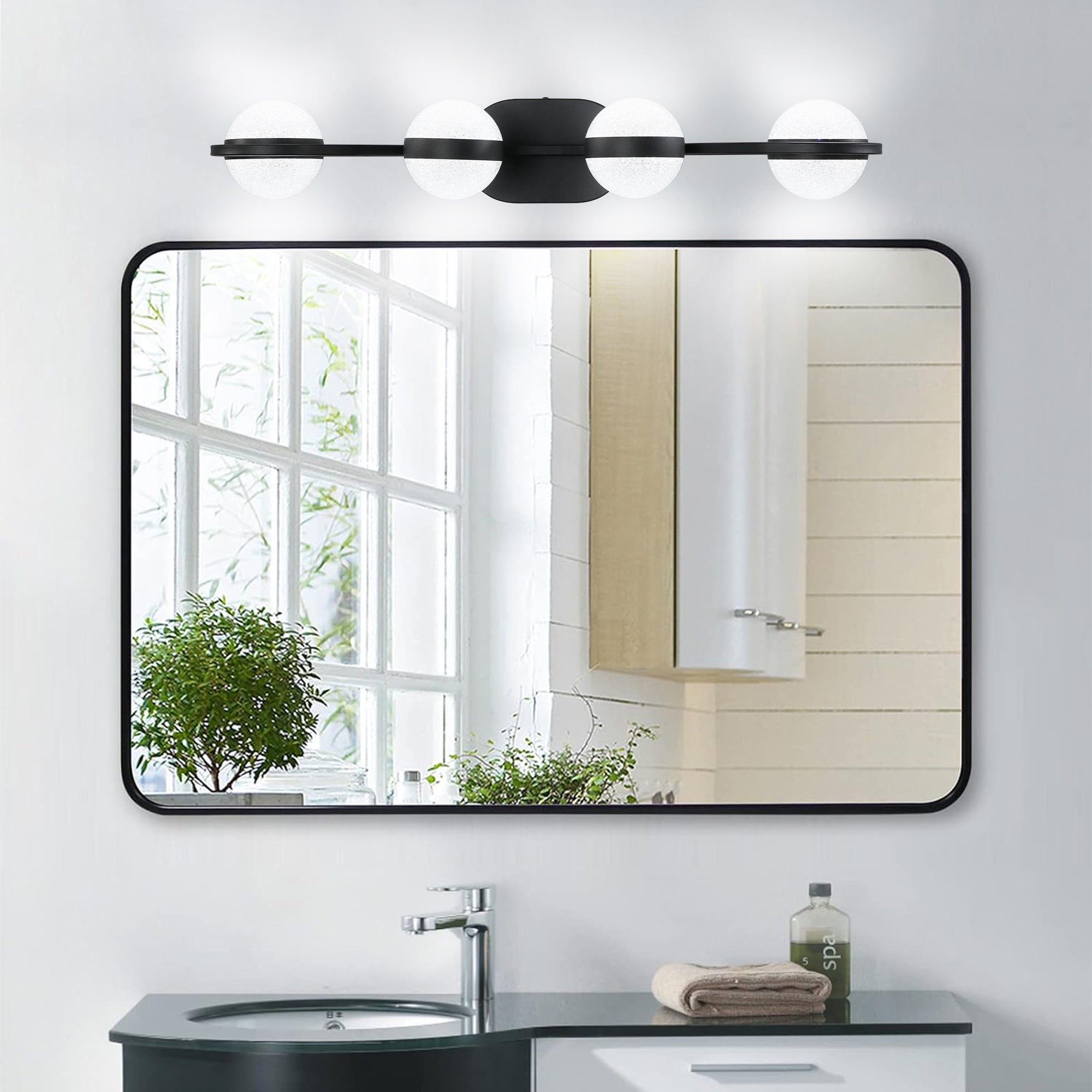 Same As W1340P143677 L2001-B-4 30 Black Minimalist LED Bathroom Vanity