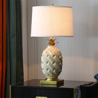 Ceramic Pineapple Table Lamp, Yellow with Brass-Tone Base