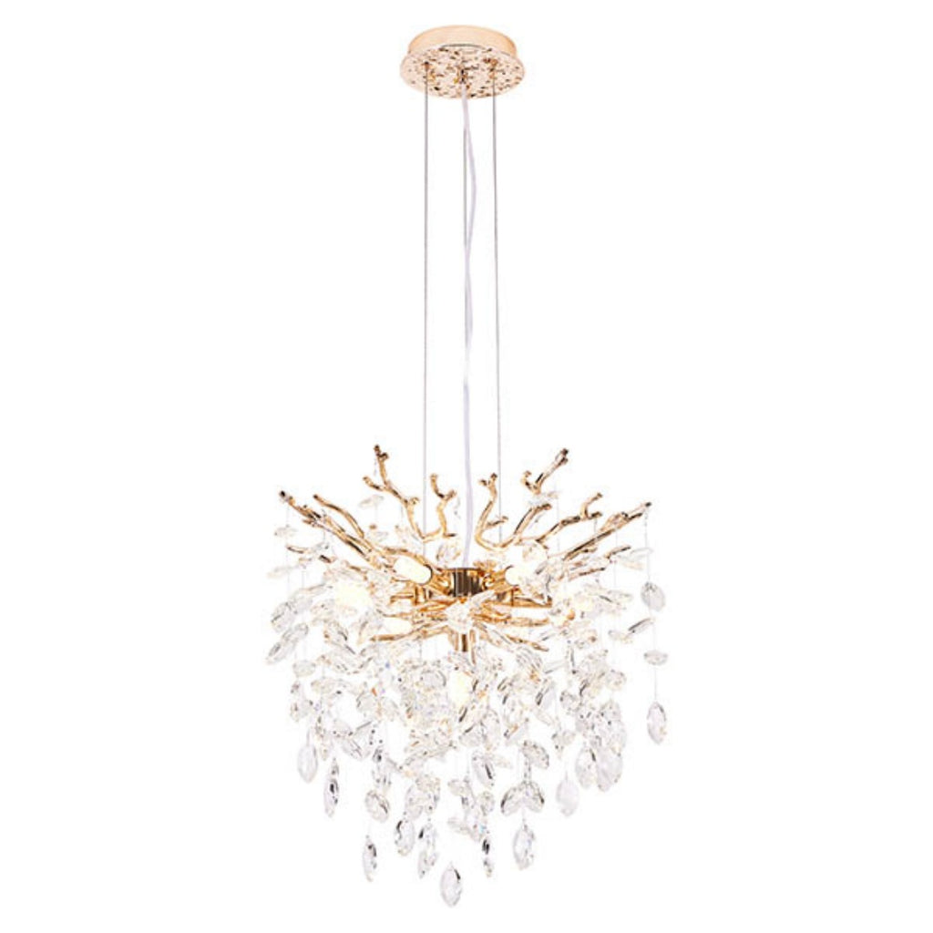 7-Light Gold Tree Branch Crystal Chandelier, 18 In. Wide