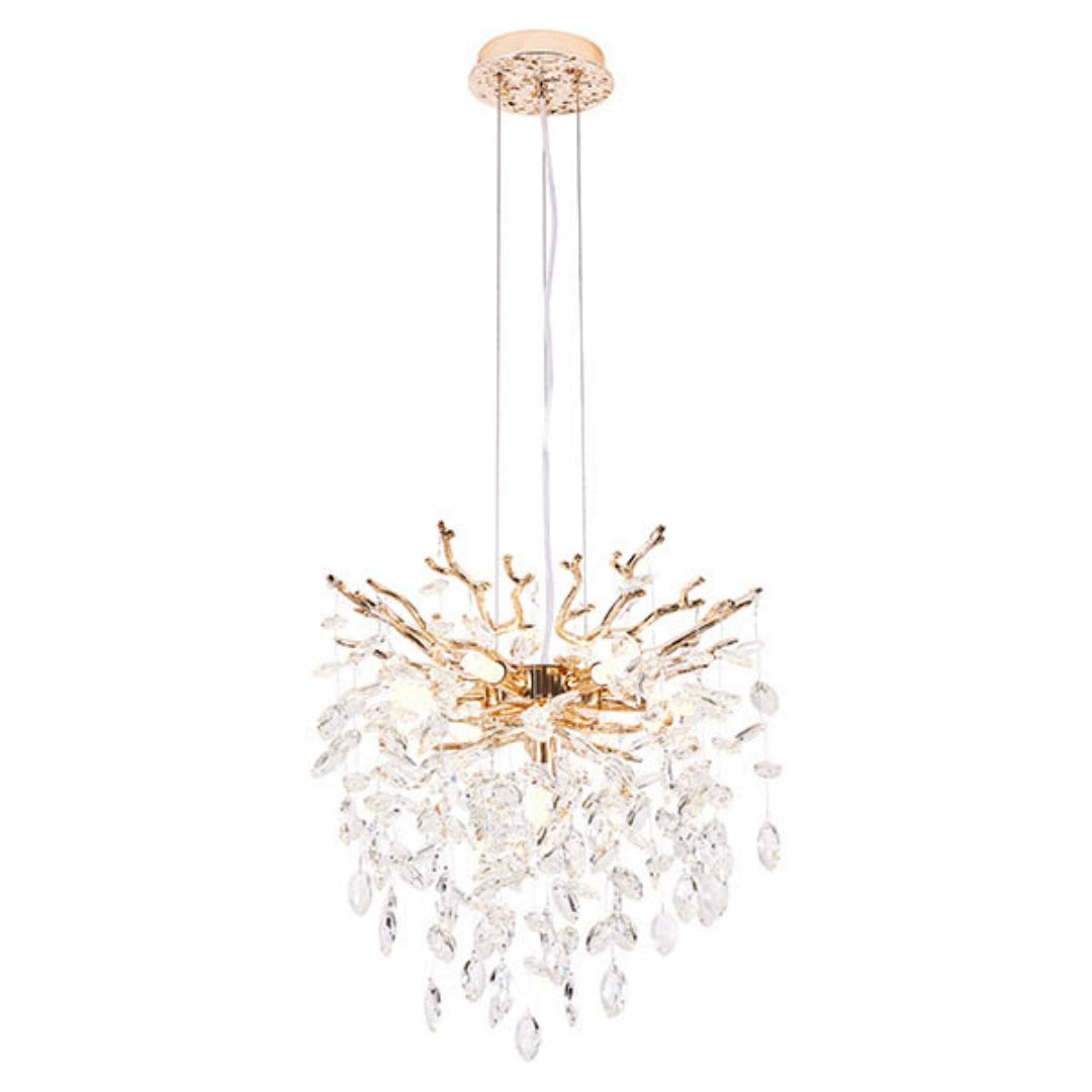 7-Light Gold Tree Branch Crystal Chandelier, 18 In. Wide