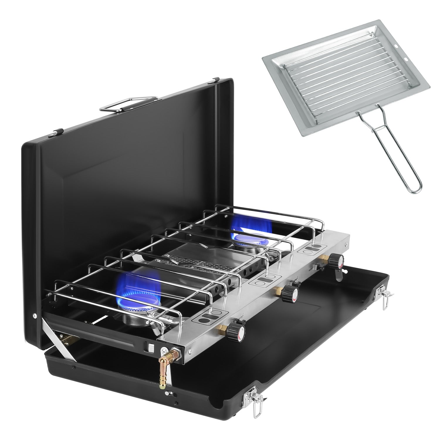 3 Burner Camping Stove 20000 BTU Portable Foldable Propane Stove With