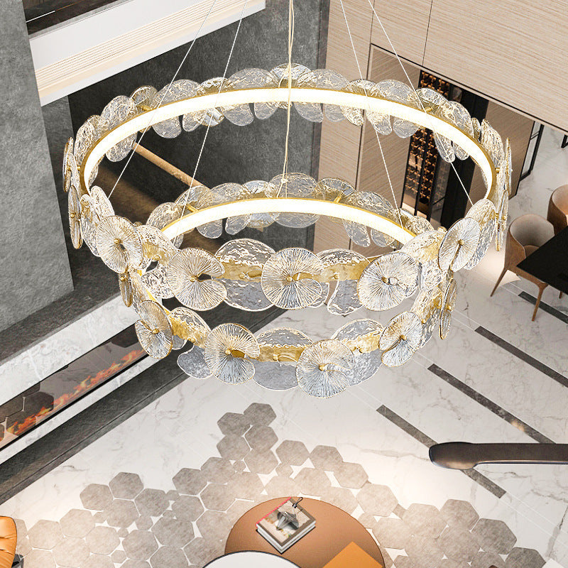 Round Bronze Chandelier, Modern Minimalist, 24 in.