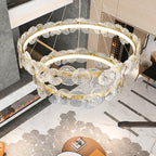 Round Bronze Chandelier, Modern Minimalist, 24 in.