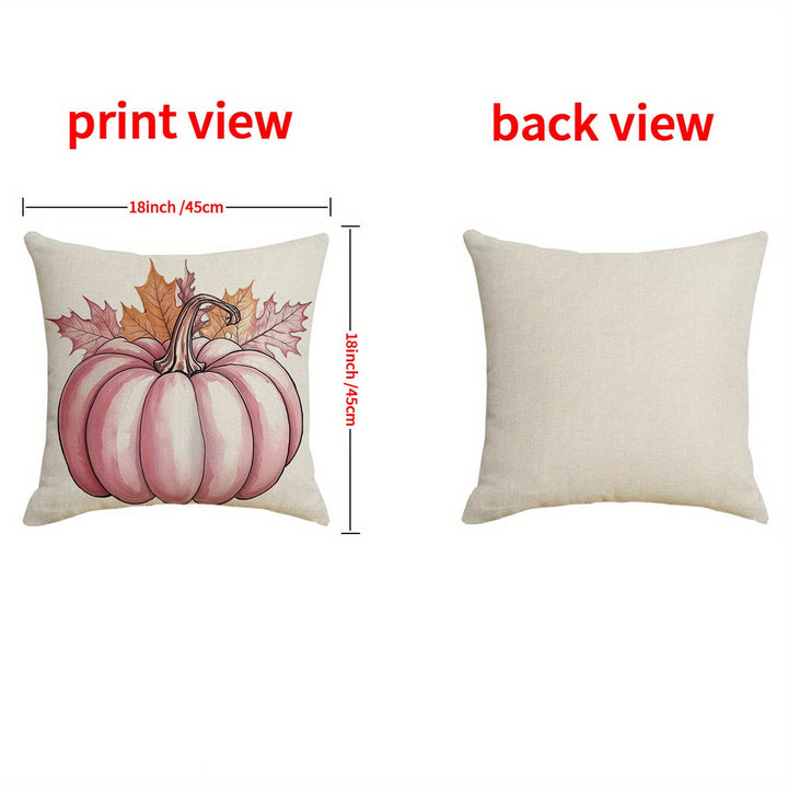 Dimension diagram for Farmhouse Pumpkin Throw Pillow Covers, Maple Leaf Print, 18x18 in, Set of 4 for Living Room Sofa