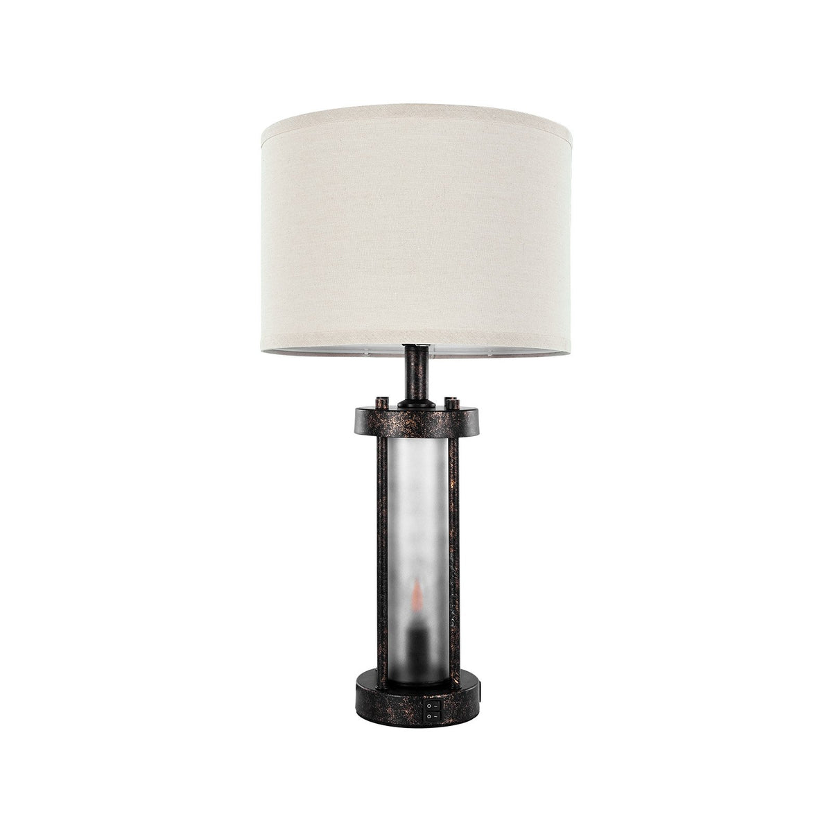 Farmhouse Bedside Nightstand Table Lamps with USB Charging Ports, Set of 2 — detail view
