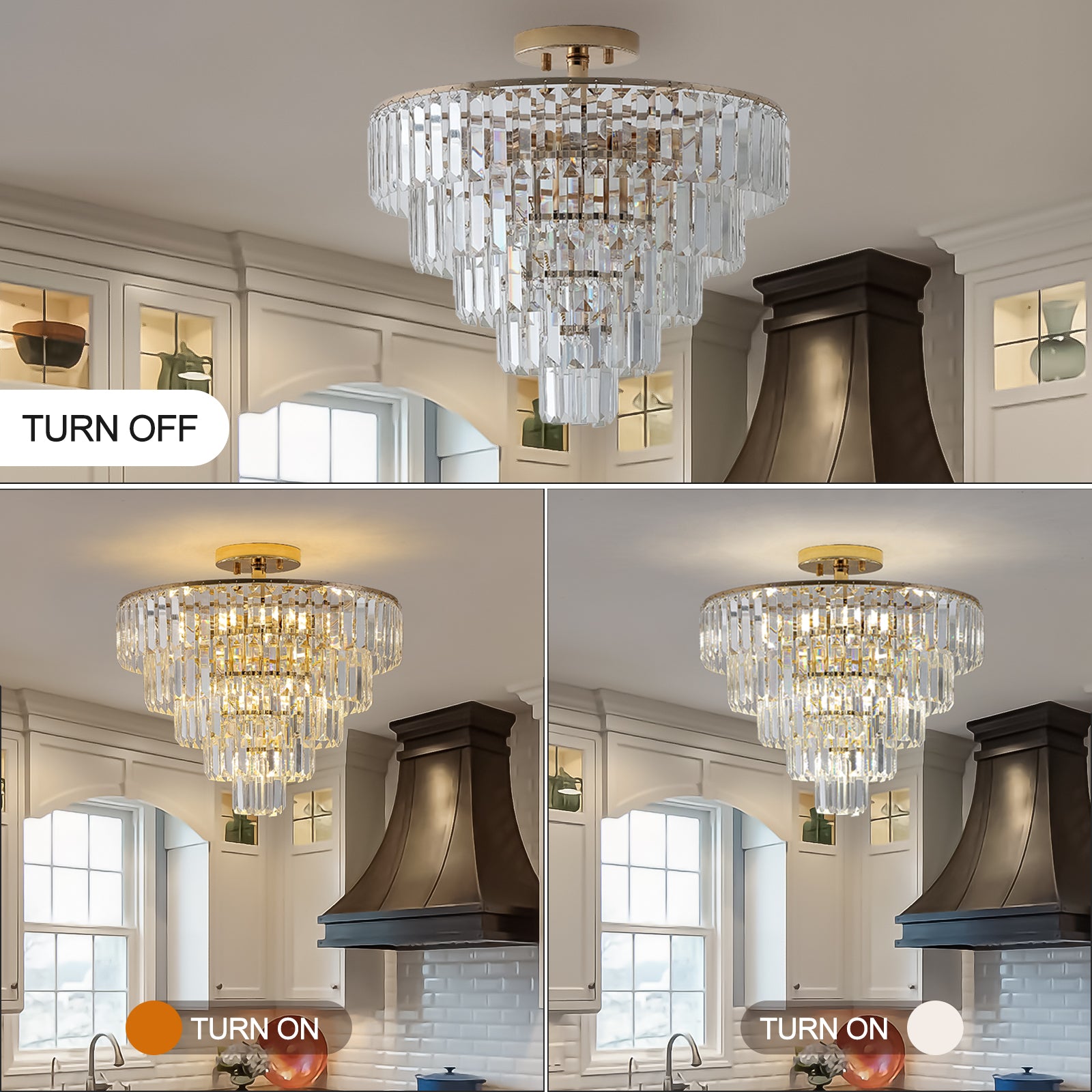 Gold K9 Crystal Chandelier, Elegant Ceiling Light Fixture, 19.3 in.