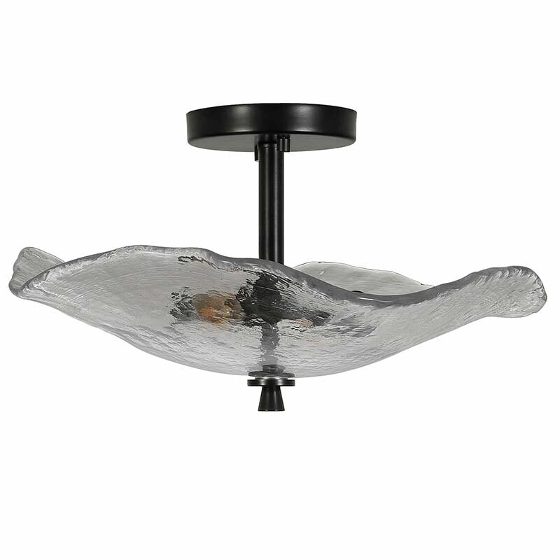 Gold Flower & Lotus Leaf Flush Mount Ceiling Light, Crystal-Style Glass Fixture