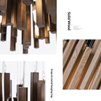 Minimalist Wood Chandelier, Light or Dark Finish, 16–47 in.