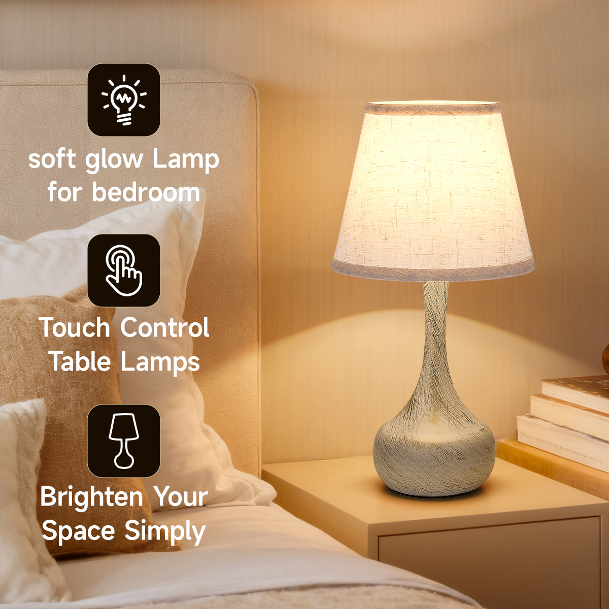 Touch Bedside Lamp Set Of 2