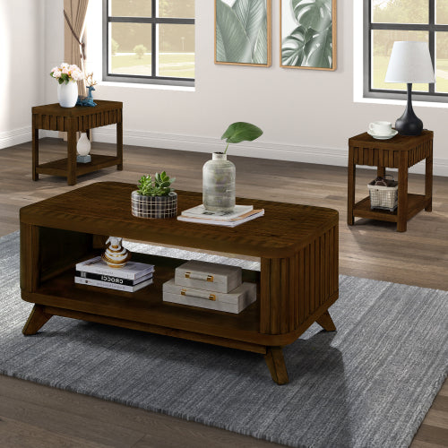 Rectangular Wood Coffee Table, Natural Grain