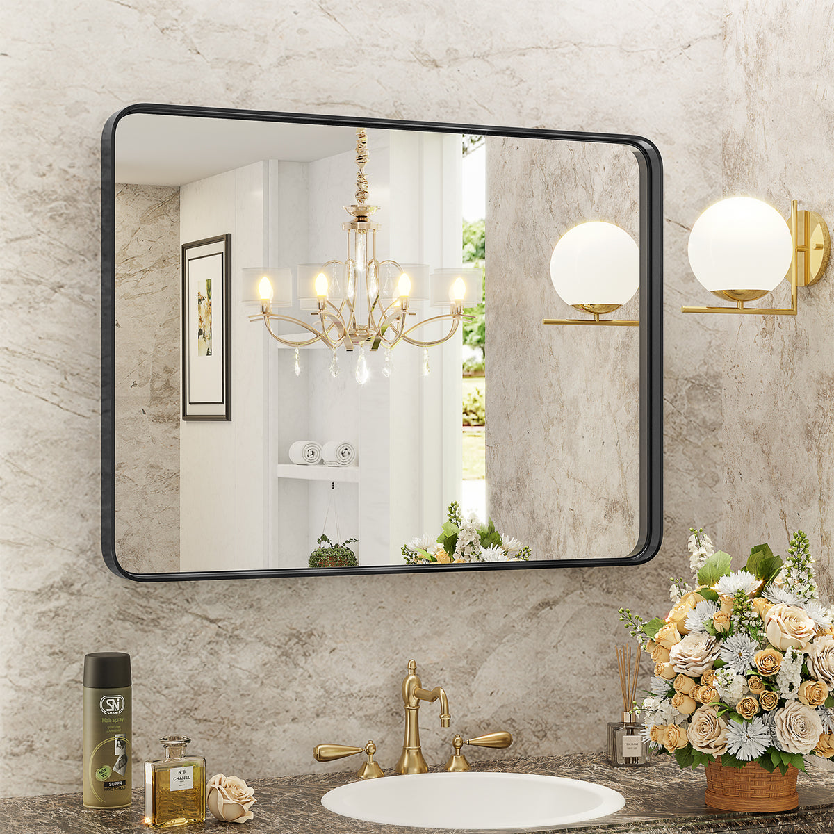 Rectangular Wall Vanity Mirror, 29.5 x 21.6 in. Bathroom Decor for Bathroom Vanity — detail view 3