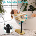 1Pc C-Shaped Bathtub Tray Table With Adjustable Height 360Degree Rotat