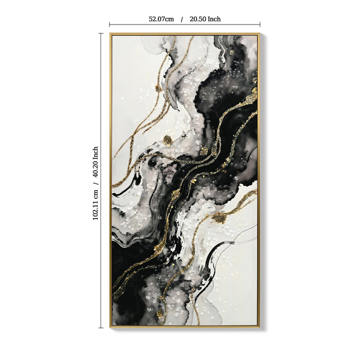 Dimension diagram for Framed Black and White Abstract Canvas Wall Art, Minimalist Prints, Set of 2