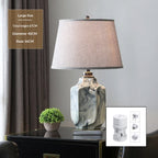 Ink Wash Ceramic Table Lamp, Copper Accents, Gray Linen Shade