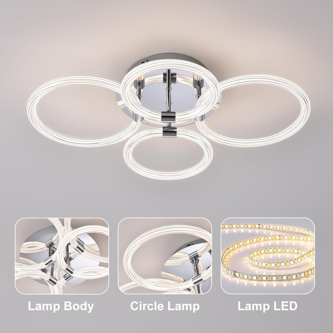 Modern LED Ceiling Light, 4-Head Acrylic Flush Mount