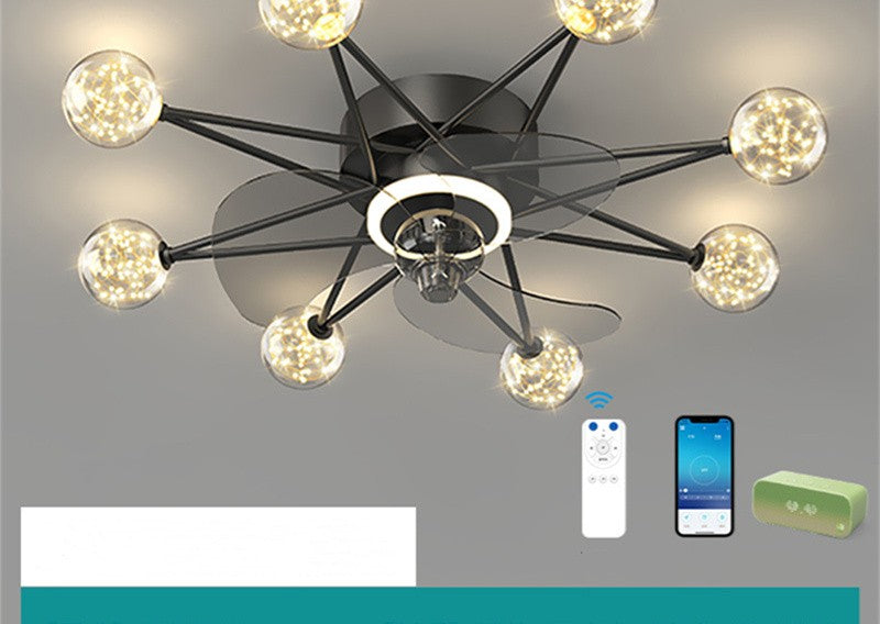 Starry Globe Ceiling Fan with LED Light, Milky White or Star Shades