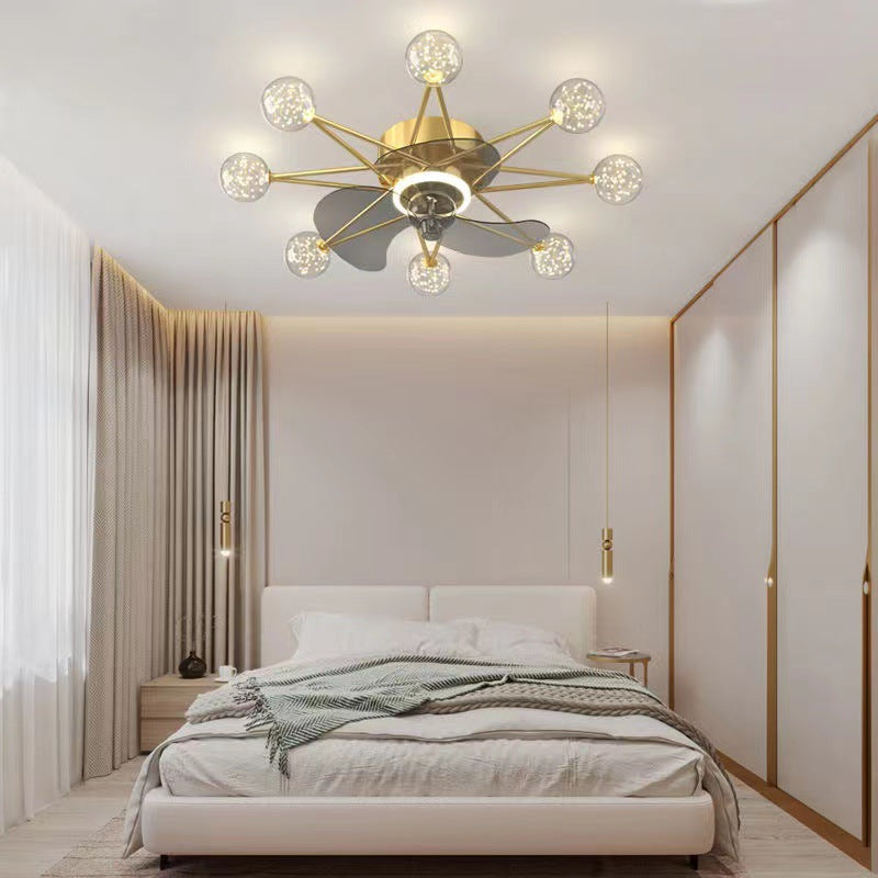 Starry Globe Ceiling Fan with LED Light, Milky White or Star Shades