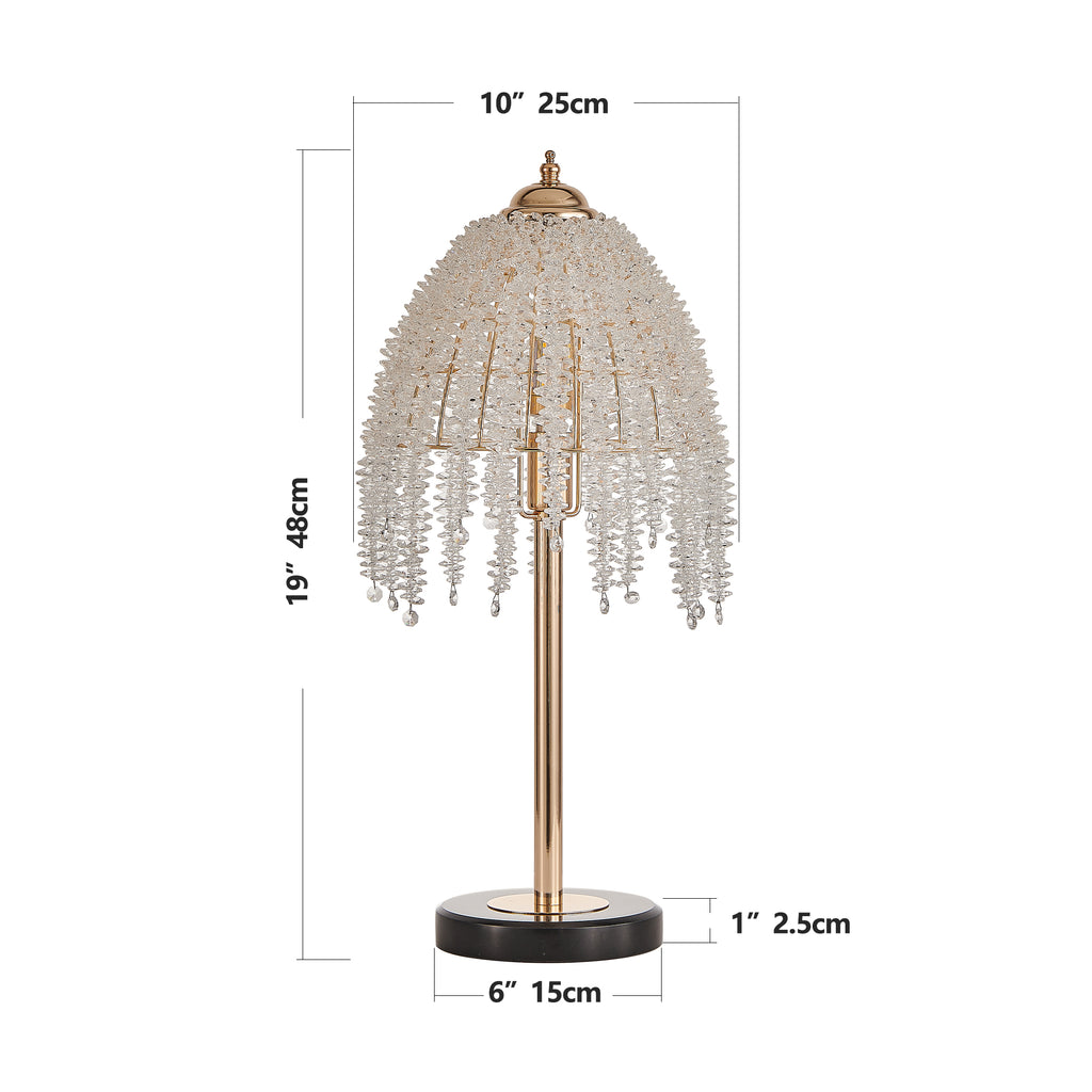 19 H Elegant Crystal Table Lamp Vintage Waterfall Design With Crystal