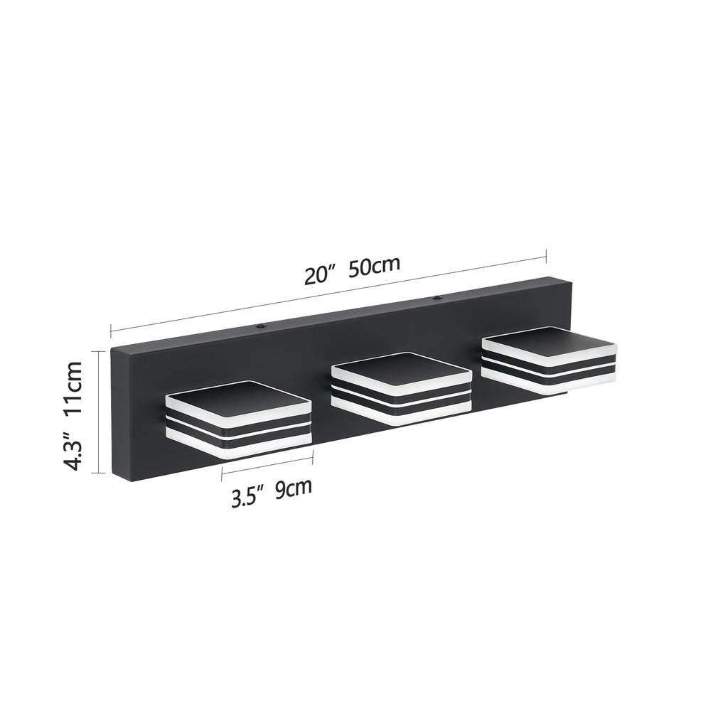 Matte Black Vanity Light Fixtures 3 Lights Up And Down LED Modern Bath