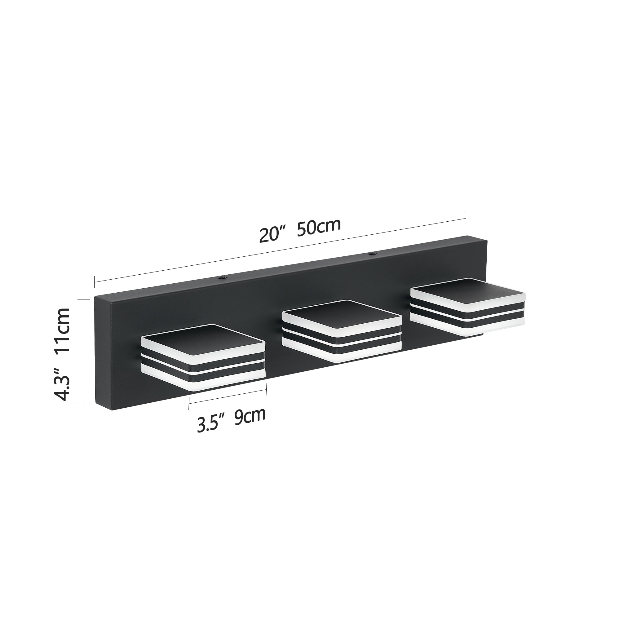 Matte Black Vanity Light Fixtures 3 Lights Up And Down LED Modern Bath