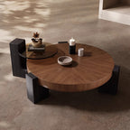 Round Solid Wood Tea Table, Walnut