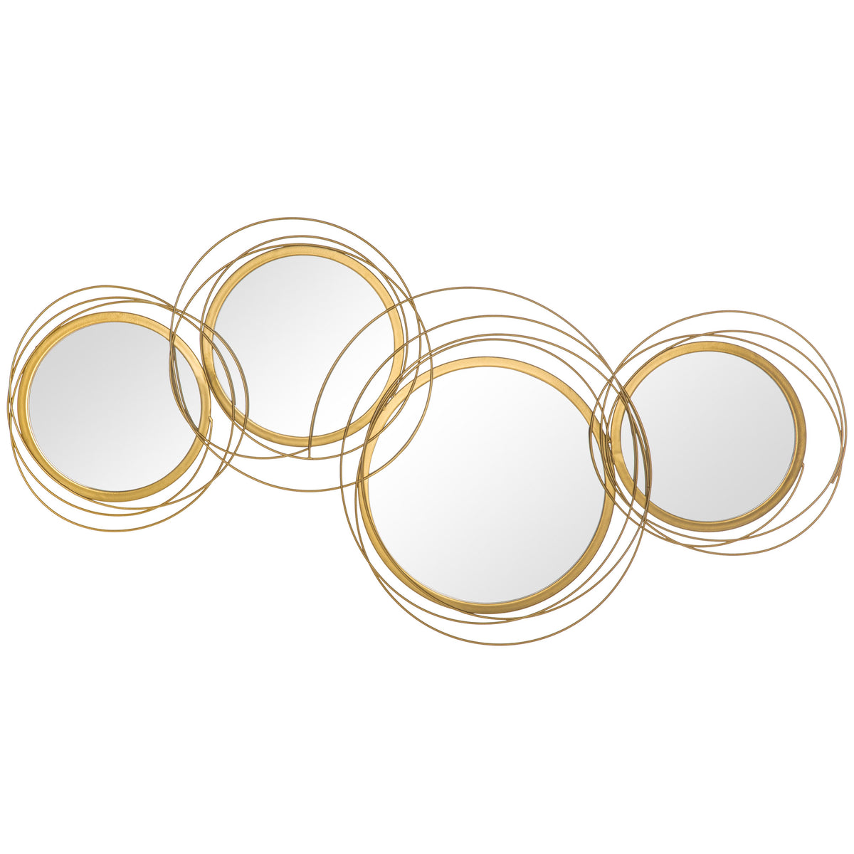 Round Metal Wall Mirror, Asymmetrical Gold Frame, 42 in for Living Room Entryway — detail view 3