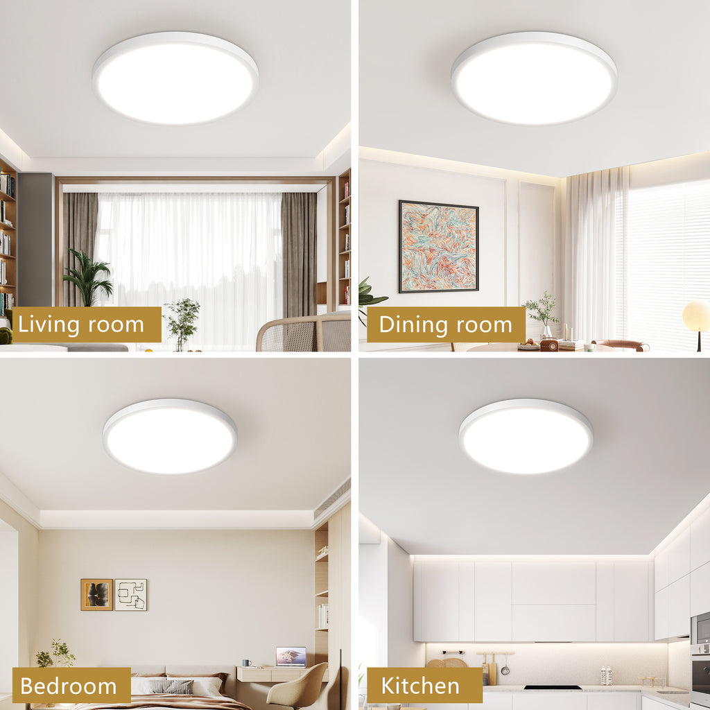White Adjustable Color LED Flush Mount Ceiling Light, 12 in., 2880 Lumens, Set of 6