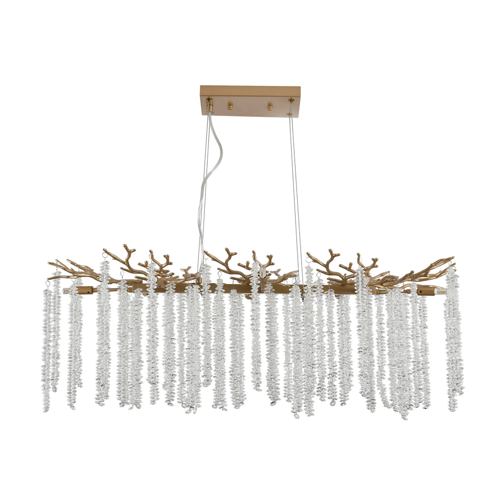 Cascading Crystal Pendant Light, 39 In. Gold Iron Frame