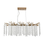 Cascading Crystal Pendant Light, 39 In. Gold Iron Frame