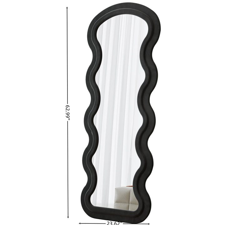 Dimension diagram for Wavy Full-Length Floor Mirror with Stand, Flannel Black Frame, for Bedroom