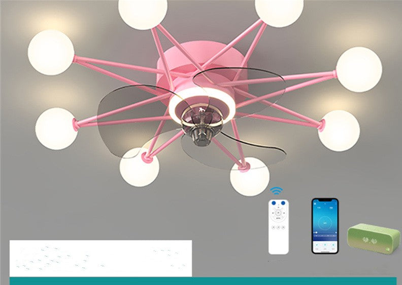 Starry Globe Ceiling Fan with LED Light, Milky White or Star Shades